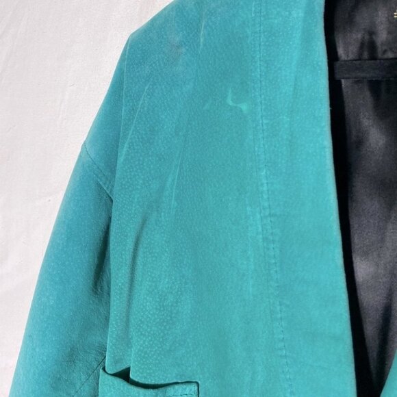 Vintage Daniel Marcus Cropped Teal Suede 90s Jacket  M - Picture 11 of 15